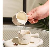 1/2 pièces Tasses à espresso 90ML avec anse, tasses à espresso en céramique avec bouche en forme de V, tasse à mesurer le café et pichet pour la préparation et la mousse de l'espresso, idéal pour les 