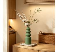 1/2 pièces Vase mat en forme de calebasse blanc et vert olive, support à fleurs à texture ondulée asymétrique, vase décoratif pour fleurs séchées de bureau et de maison Polypropylène