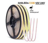 1-20M IP68 bande LED COB étanche 12V 24V 320LED s/M RA90 barre lumineuse Flexible cuisine maison chambre ruban LED pour jardin extérieur