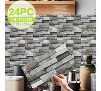 1/24/36 pièces Autocollants de carrelage faux marbre vintage pour cuisine, à décoller et coller, imperméables, résistants à l'huile, amovibles, 11,81x5,91 po, pour armoire de cuisine Taille Unique,1 p