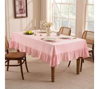 1/24 pièces Nappe à volants à carreaux rétro français, nappe rectangulaire en tissu de luxe haut de gamme pour fête, restaurant, cuisine, décoration de table à manger à la maison 140 x 180 cm (l x L) 