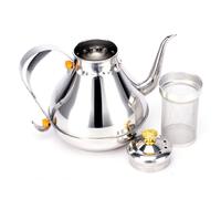 1.2l théière cafetière - Lazozo - bouilloire à thé en acier inoxydable poli avec infuseur filtre à thé, pot en vrac