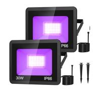 1/2PC UV Projecteur 30W Lampe De Scène Fluorescente Ultraviolette Fête D'halloween Lumière Ambiante Étanche Lueur Danse Noire Garage de jardin(2PCS)
