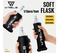 1/2pcs/1set 150ml/250ml/500ml Bouteille d'eau souple pliable et portable, bouteille d'eau légère avec valve de morsure en silicone, convient pour le cyclisme, la course, le marathon, la randonnée et l