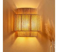 1/2PCS Appliques murales Boho style ferme, lampes murales tricotées à la main en ficelle naturelle, abat-jour rustiques en corde de chanvre et rotin E27, luminaires muraux d'intérieur