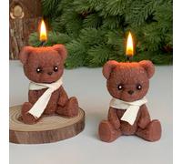 1/2pcs Bougie parfumée en forme d'ours en peluche réaliste, cadeau commémoratif mignon et parfumé, bougie d'ours en peluche créative et haut de gamme faite à la main pour une ambiance, cadeau de coupl