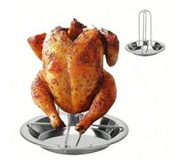1/2pcs Râtelier de rôtissage de poulet en acier inoxydable - Râtelier de rôtissage multifonctionnel pour barbecue avec plateau d'égouttage, convient pour le grillage, le four, anti-adhésif, pliable, a