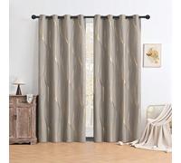 1/2pcs Tissu de rideau occultant haute densité avec revêtement argenté, rideau doublé isolant thermique, avec panneau de rideau décoratif à texture marbre, gris, convient pour le salon, la chambre, la