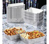 1/3/12/24 pièces Plateaux en papier design boule disco, contenants alimentaires pour fête, plateaux alimentaires, plateaux à collations, boîtes à bonbons, plateaux à frites, plateaux de cuisson pour b