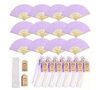 1/3/15/30 pièces Éventails pliables élégants violets, incluant des cartes de remerciement et des sacs cadeaux, éventails à main en bambou pour la mariée, la fête de célibataire, la décoration du maria