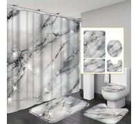1/3/4 ensembles de rideaux de douche à motif marbre gris et blanc, ensembles de salle de bain en polyester, avec crochets, design minimaliste et luxueux, rideau de salle de bain et ensemble de douche,