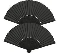 1/3/5/10 pièces Éventails pliables classiques noirs, côtes en bambou, convient pour le style chinois ou espagnol, idéal pour les mariages, les fêtes, les représentations, la danse, la décoration de la