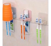 1/3/5/8/10 pièces Porte-brosse à dents multifonction sans perçage avec support de rangement pour gobelet, organisateur de salle de bain/douche/vanité à 2/4/6 fentes gain de place, étagère de rangement