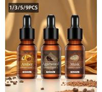 1/3/5/9PCS Série d'huiles essentielles parfumées en flacon compte-gouttes ambre en bois, convient pour diffuseur d'aromathérapie, bougie parfumée, brûleur d'aromathérapie, pierre diffuseur, humidifica