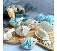 1/3/5 pièces, Bougies parfumées à la cire de soja de 40g, coffret de bougie coquillage et perle à la senteur de freesia, pour enterrement de vie de jeune fille, faveurs de mariage pour les invités, dé