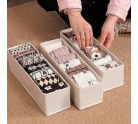 1/3/5 pièces Panier de rangement ouvert pliable en lin, organisateur de chaussettes en non-tissé, rangement et organisation pour armoire, boîte de rangement style tiroir empilable, gain d'espace, conv