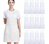 1/3/5 pièces Tabliers en polyester pour femmes, tabliers à bavette, tabliers noirs simples avec poches, tabliers taille épaissie avec 2 poches, tabliers de travaux ménagers , tabliers de cuisine, de b