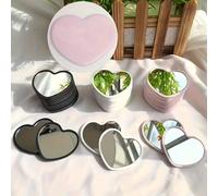 1/3/6/10/20/30/50 pièces Miroir de poche en forme de cœur, design minimaliste moderne, haute définition, mini miroir de maquillage, dortoir étudiant, cadeau pour femme, options de couleur rose-blanc-v