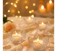 1/3/6/12 pièces Porte-bougie décoratif en verre en forme de fleur de cerisier, porte-bougie de table transparent, convient pour le salon, la salle à manger, la décoration de table de mariage, la décor