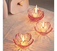 1/3/6/12 pièces Porte-bougie en verre à motif de fleur de cerisier, porte-bougie décoratif artistique, porte-bougie de table transparent, convient pour le salon, la salle à manger, la décoration de fê