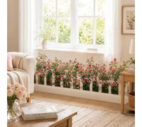 1/3/6 pièces Autocollant mural bordure de clôture rose rose, décalcomanie florale de jardin amovible, art vinyle imperméable à coller et décoller pour salon, chambre, salle de bain, décoration de la m