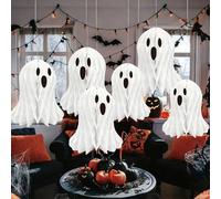1/3/6 pièces Ensemble de décoration de fantôme suspendu en nid d'abeille pour Halloween, ornements de fantôme en papier 3D blanc pour intérieur et extérieur, fête d'Halloween, décoration de la maison,