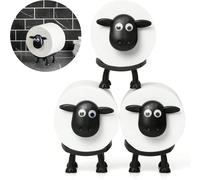 1/3/6 pièces Ensemble de porte-papier toilette en forme de mouton, design de mouton noir imprimé en 3D amusant, porte-papier toilette autoportant, convient pour l'étagère de la salle de bain, cadeau d