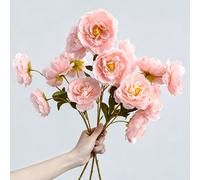 1/3/6 pièces Fleurs artificielles 1,74 pi, Lotus Pivoine en soie à 5 têtes, fleurs artificielles à tige longue, convient pour mariage, fête, décoration de cérémonie, arrangement floral DIY, décoration