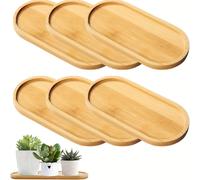 1/3/6 pièces Plateau multifonctionnel en bambou, plateau en bois, plateau de rangement pour bijoux, plateau à thé en bambou, plateau ovale pour théière, convient pour la décoration de table dans la sa