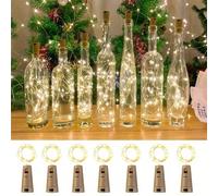 1/3/7/10 pièces Lumières de bouteille à 20 LED avec bouchon en liège, guirlande lumineuse de fil métallique argenté de 2 m, à piles, pour artisanat de bouteille, fête DIY, bar, Noël, vacances, décorat