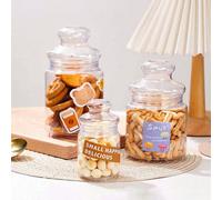 1/3 pièces Bocal transparent pour biscuits et bonbons - Bocal cadeau pour biscuits et bonbons avec couvercle, récipient de rangement pour petits objets, convient pour les collations et le rangement de