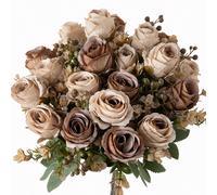 1/3 pièces Bouquet de roses artificielles, convient pour la décoration de la chambre, de la cuisine, la couronne DIY, la décoration d'automne, la décoration intérieure/extérieure, la décoration de tab