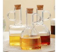 1/3 pièces Bouteille d'huile en verre transparent de 350 ml avec couvercle, poignée, récipient résistant à la chaleur pour sauce soja/vinaigre, bocal à assaisonnement pour pique-nique, fournitures de 