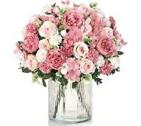 1/3 pièces Ensemble de bouquets de fleurs artificielles, pivoine, rose, chrysanthème boule, convient pour la décoration de la chambre, de la cuisine, couronne DIY, décoration d'automne, décoration int