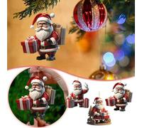 1/3 pièces Ornement plat en acrylique 2D du Père Noël et du sapin de Noël, à accrocher sur le sapin de Noël, pour la fête de Noël B,C,A,Pack de troisPolypropylène