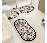 1/3 pièces Set de tapis de bain antidérapants et absorbants en silicone vintage, épaisseur 2,5 mm, motif vintage, tapis de pied en forme de U pour toilettes, lavabo de vanité. Décoration de salle de b