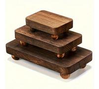 1/3 pièces Support en bois marron, présentoir rustique empilable pour cuisine de style ferme, 3 tailles, sans alimentation électrique, plateau de rangement et de décoration pour la maison, essentiel p