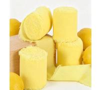 1/3 rouleau de ruban de satin à franges en soie de chiffon fait main, jaune citron, 1,5 pouce de large x 16,4 pieds de long, conception à bord effiloché, convient pour la décoration de mariage, l'emba