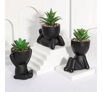 1/3pcs Plantes succulentes artificielles,Pot de plante succulente individuel,Trois formes disponibles,Forme de dessin animé,Matériau PP,Matériau PE,Vert,Décoration de table,Décoration de maison,Hôtel,
