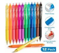 1/4/12 pièces Ensemble de stylos gel effaçables avec gomme à l'arrière, stylos à bille effaçables colorés, stylos à bille arc-en-ciel, pointe de 0,7 mm, grip antidérapant, ensemble d'écriture, ensembl
