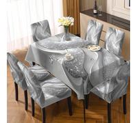 1/4/6/5/7 pièces Série Platine Housses de chaise avec texture noble imprimée / Jeu de housses de chaise, convient pour la décoration intérieure de la maison, du restaurant, de l'hôtel. Nappe convenant