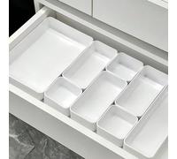 1/4/6/5/9 pièces Boîtes de rangement en plastique blanc, jeu d'organisateurs de tiroirs, organisateurs de tiroirs de salle de bain multifonctionnels, boîtes de rangement pour cosmétiques, chambre, pet