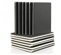 1/4/6 pièces Cahier à spirale, format A5, 60 pages par livre, noir, couverture rigide à lignes de collège, thème d'écriture de voyage, journal, mémo, carnet de croquis, journal de bureau étudiant et d