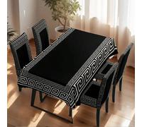 1/4/6 pièces Housse de chaise à bordure géométrique imprimée sur fond noir classique / Ensemble de housses de chaise, convient pour la décoration intérieure de la maison, du restaurant et de l'hôtel. 
