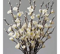 1/4/8/10/12/16/20/22/25 pièces Pack de fleurs artificielles de fleur de prunier 21,7 pouces fausses fleurs de jasmin d'hiver à tige longue en plastique pour la décoration de la maison, de l'hôtel, du 