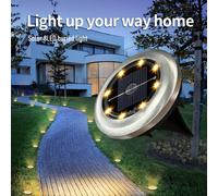 1/4/8/12 pièces Mini Solaire 8LED Encastrées, Lumières Solaires de Sol Extérieur en Acier Inoxydable, Lumières Solaires d'Allée pour Cour, Jardin, Allée, Entrée, Éclairage Paysager Solaire, Alimenté S