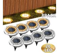 1/4/8 pièces lumières solaires extérieures 8/20LED s disque lampe souterraine projecteur enterré lumière solaire pour la maison jardin pelouse cour décoration