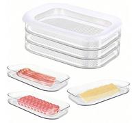 1-4 couches Boîtes de rangement pour aliments réfrigérés avec couvercles, boîtes empilables pour la viande, le fromage, le jambon, les charcuteries, le salami. Organisation du réfrigérateur de cuisine