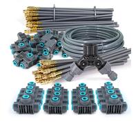 1/4'' Flexible 360 ° Ensemble d'irrigation avec buse en laiton à réglage rotatif, système d'arrosage de jardin à atomisation automatique à connexion rapide B-25m