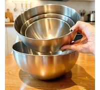 1/4 pièces Bols de mélange à salade en acier inoxydable, mélanger la salade, battre les œufs et pétrir la pâte, bol à salade de cuisine, récipient de stockage de nourriture pour la cuisson et la pâtis